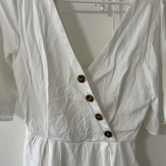 Blue Rain White Button-Front Jumpsuit/Romper - Picture 2 of 10